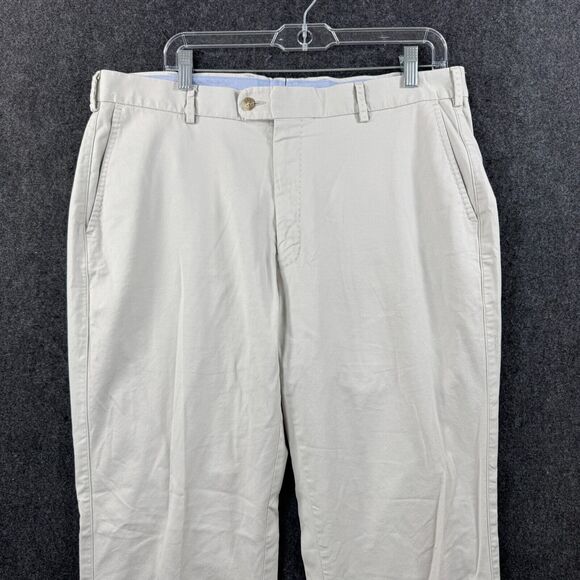 Peter Millar Soft Touch Pants Men’s 36 Beige Flat Front Chino Cotton - Picture 2 of 9